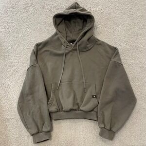 Popflex Cloud Hoodie Pullover Women XXS/XS Olive Cropped Long Sleeve Sweatshirt